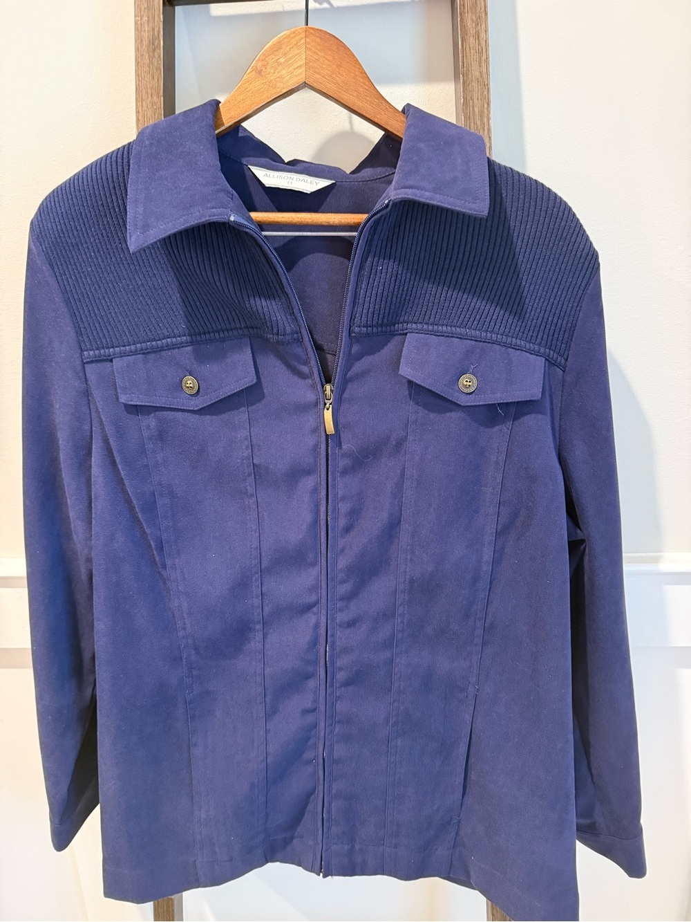 Allison Daley Navy Zip-Front Utility Jacket